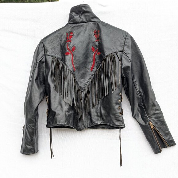 Vtg. 90s Leather Moto Jacket by PROTECH LEATHER APPAREL Made in USA - Picture 2 of 16